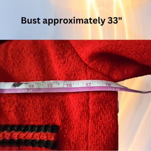 Suit Jacket by Rickie Freeman for T.J. Suits Red with Black Trim Size 4 - Picture 4 of 7